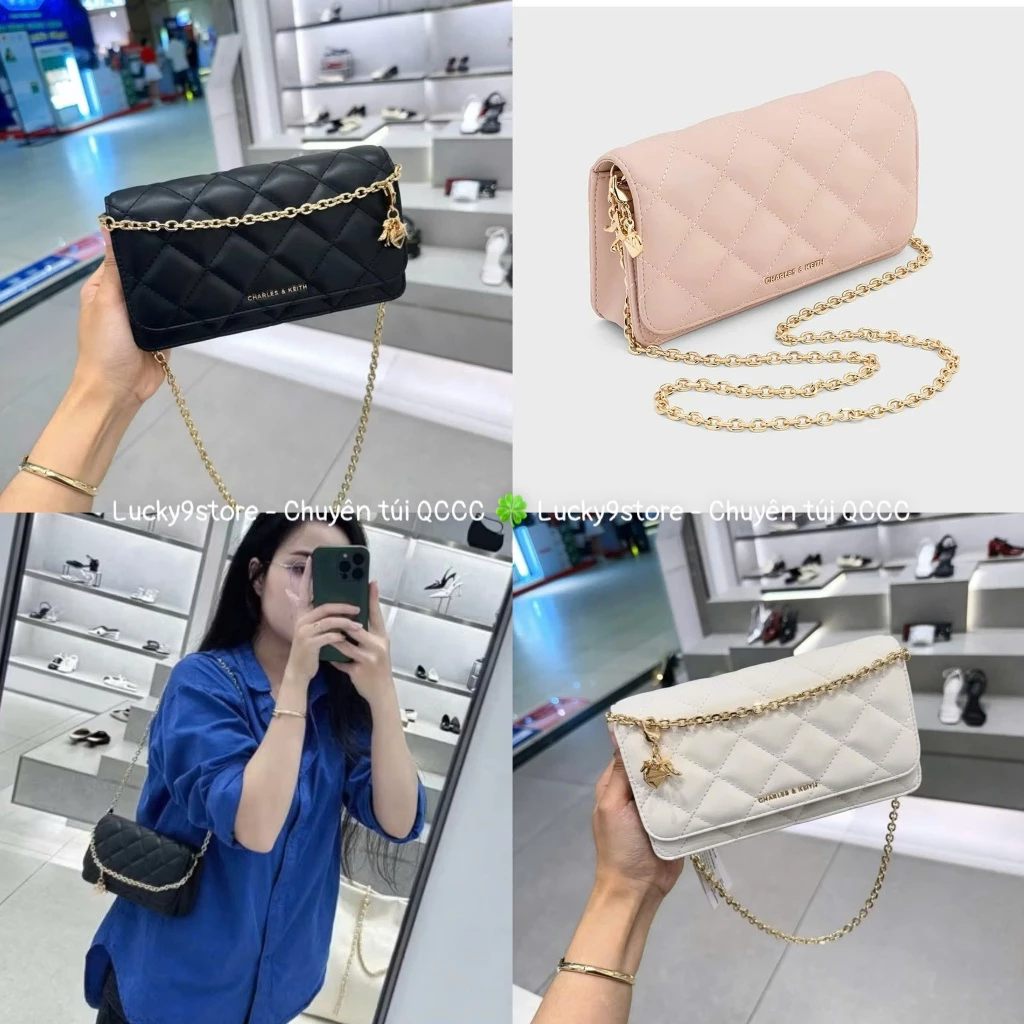 Túi nữ Túi trần trám dây xích đeo chéo hàng FULL BOX size 19 tặng charm tim chất da siêu đẹp mẫu mới hottrend 1237#