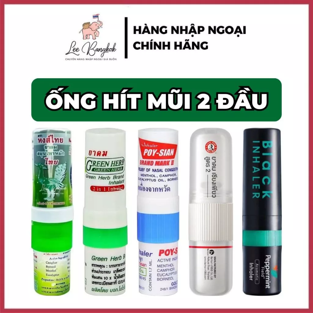 [CHUẨN THÁI] 1 Ống Hít Mũi 2 Đầu Hong Thai, Green Herb, Poy-sian, Siang Pure, Đen Giúp Giảm Xoang, Thông Mũi Thái Lan