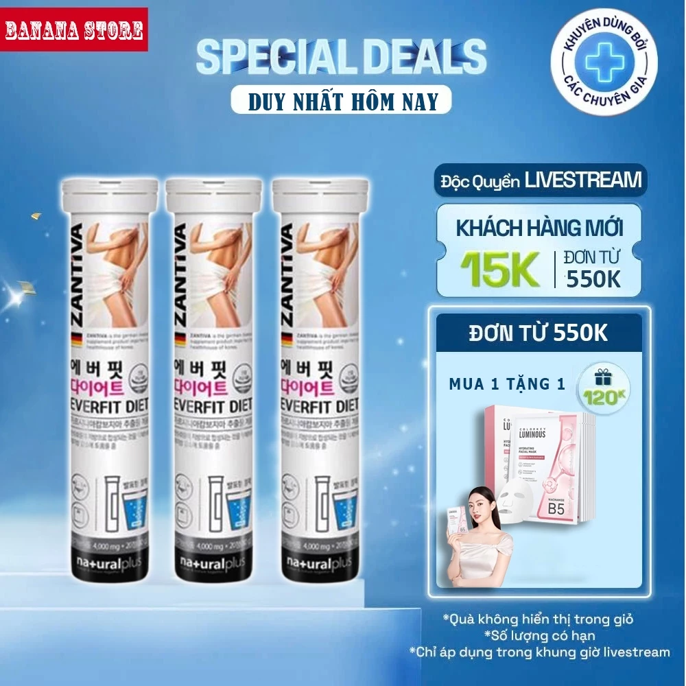 Sủi Giảm Cân Slim Hami Zantiva  Viên Sủi Giảm Béo Đốt Cháy Mỡ Thừa Giữ Vóc Dáng Thon Gọn 20 Viên