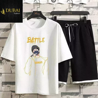 BỘ THỂ THAO NAM BATTLE, ĐỒ BỘ QUẦN ÁO MÙA HÈ CỘC TAY VẢI ĐẸP HOT 2023 - DUBAI FASHION