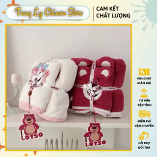 Set 2 khăn tắm khăn mặt gấu béo LOTSO cute dễ thương