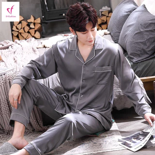 Đồ bộ mặc nhà pyjama nam dài tay vải lụa satin mềm mại, thoáng mát G8753D - Thời Trang Dương