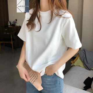 Áo thun cotton nữ tay ngắn trơn basic, chất thun cotton mền mại  ANHSTORE , phong cách Hàn Quốc