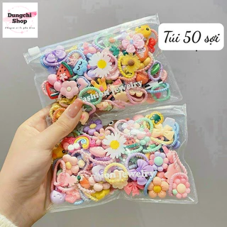 Set 50 chun tóc túi zip hình ngộ nghĩnh cho bé yêu