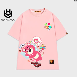 Áo thun tay lỡ HYKOREA nữ form rộng unisex Lotso ngủ 1175 cotton 75