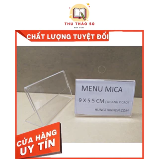 Bảng tên menu mica 1 mặt 9x 5,5cm.