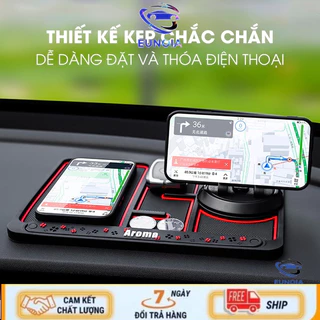 Giá Để Điện Thoại Trên Ô Tô Chống Trượt, Xoay 360 độ, Có Bảng Số Điện Thoại - Thảm Chống Trượt EUNOIA Giữ Điện Thoại