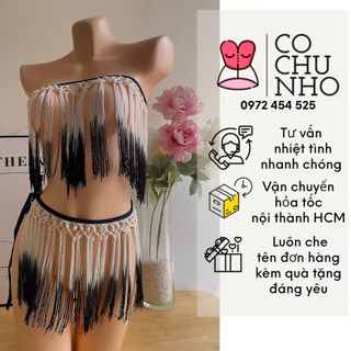 SET85 Set Áo bra Tua Rua kèm váy Phong Cách Cá Tính Cho Nữ  Dùng Biểu Diễn Múa Bụng - đồ lót gợi cảm