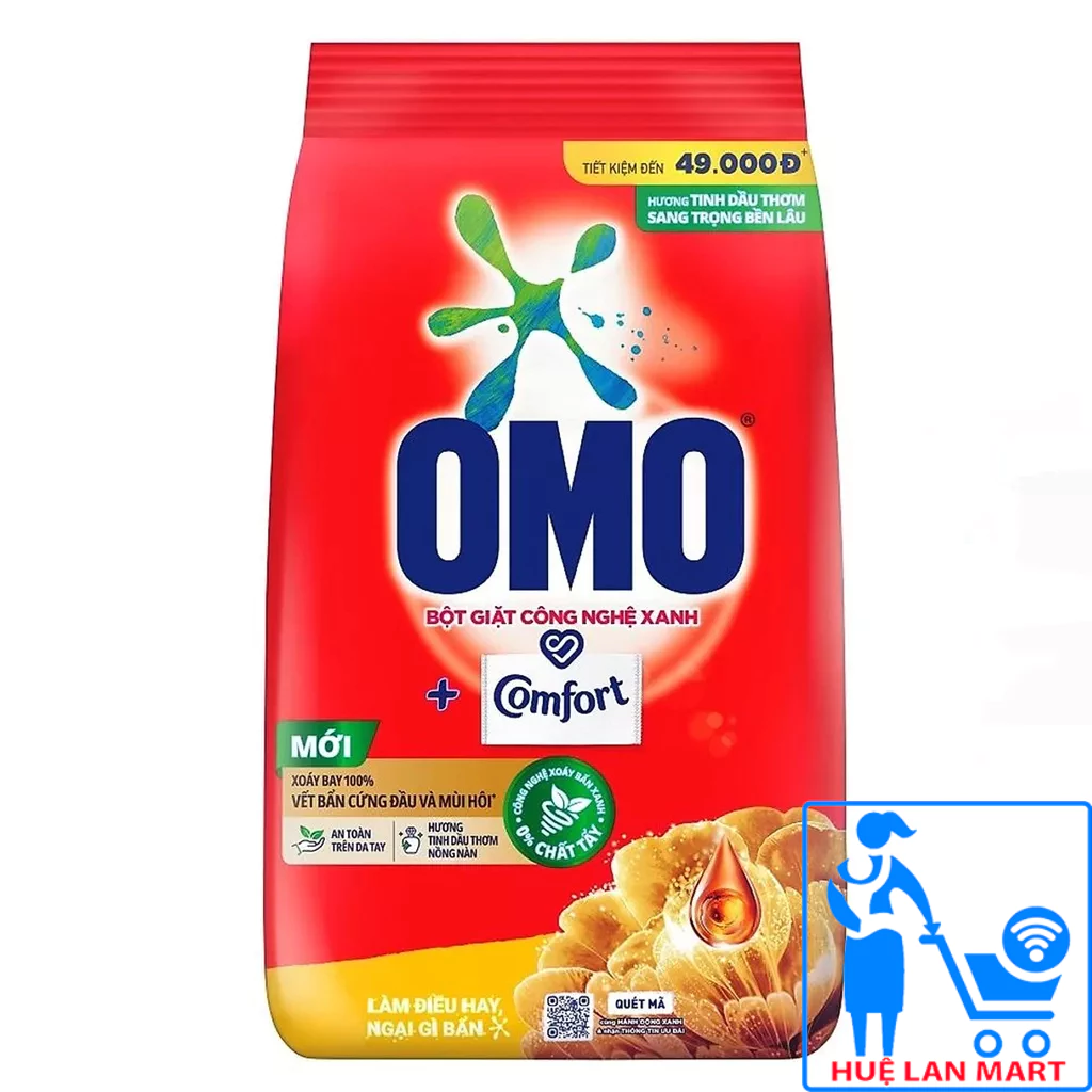 Bột Giặt Omo Comfort Tinh Dầu Thơm Nồng Nàn Túi 2,6kg (Xoáy Bay Vết Bẩn Cứng Đầu Nhanh Hơn, Hương Thơm Bền Lâu)