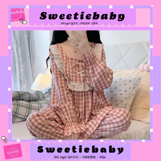 [ SẴN VÀNG ] new SET BỘ NGỦ MẶC NHÀ QUẢNG CHÂU KẺ CARO TIỂU THƯ rẻ nhất shopee