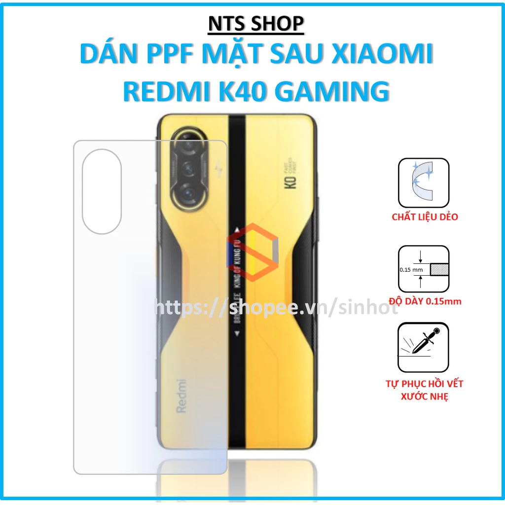 Dán PPF mặt sau Xiaomi Poco F3 GT/ Redmi K40 gaming