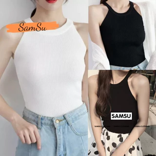 Áo YẾM NỮ croptop chất thun gân dày dặn ôm body tôn dáng màu đen trắng