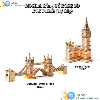 Đồ Chơi Lắp Ráp Mô Hình DIY 3D Bằng Gỗ ROBOTIME  Cầu Tháp LonDon TG412, Tháp Đồng Hồ BigBen TG507 Làm Handmade Decor Đẹp