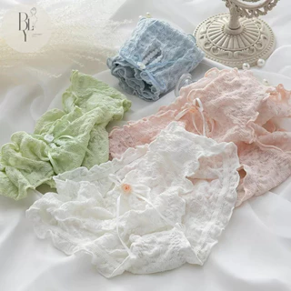 Quần lót nữ ren lưới cotton đẹp co giản thoáng mát cao cấp nơ xinh