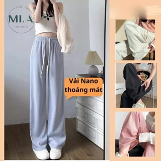 Quần ống rộng nữ vải tăm dệt Nano mát Chelgy dáng suông đứng mặc mùa hè thu thoáng mát 4 màuMiA Store_VN