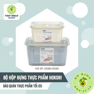 Bộ 2 Hộp Đựng Thực Phẩm Để Tủ Lạnh Hai Lớp Việt Nhật 6588 + 6589 Cao Cấp hộp bảo quản thức ăn 2 lớp