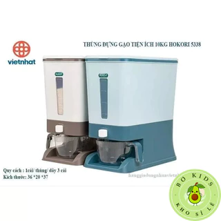 Thùng gạo thông minh 10kg HOKORI Việt Nhật (MS: 5338) Thùng đựng gạo cao cấp chống ẩm mốc, côn trùng