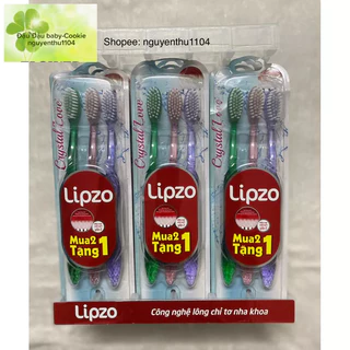 Combo 3 Bàn Chải Đánh Răng LIPZO Crystal Love For Girl được Thiết Kế Đặc Biệt,Phù Hợp Với Khuôn Hàm Nữ Giới