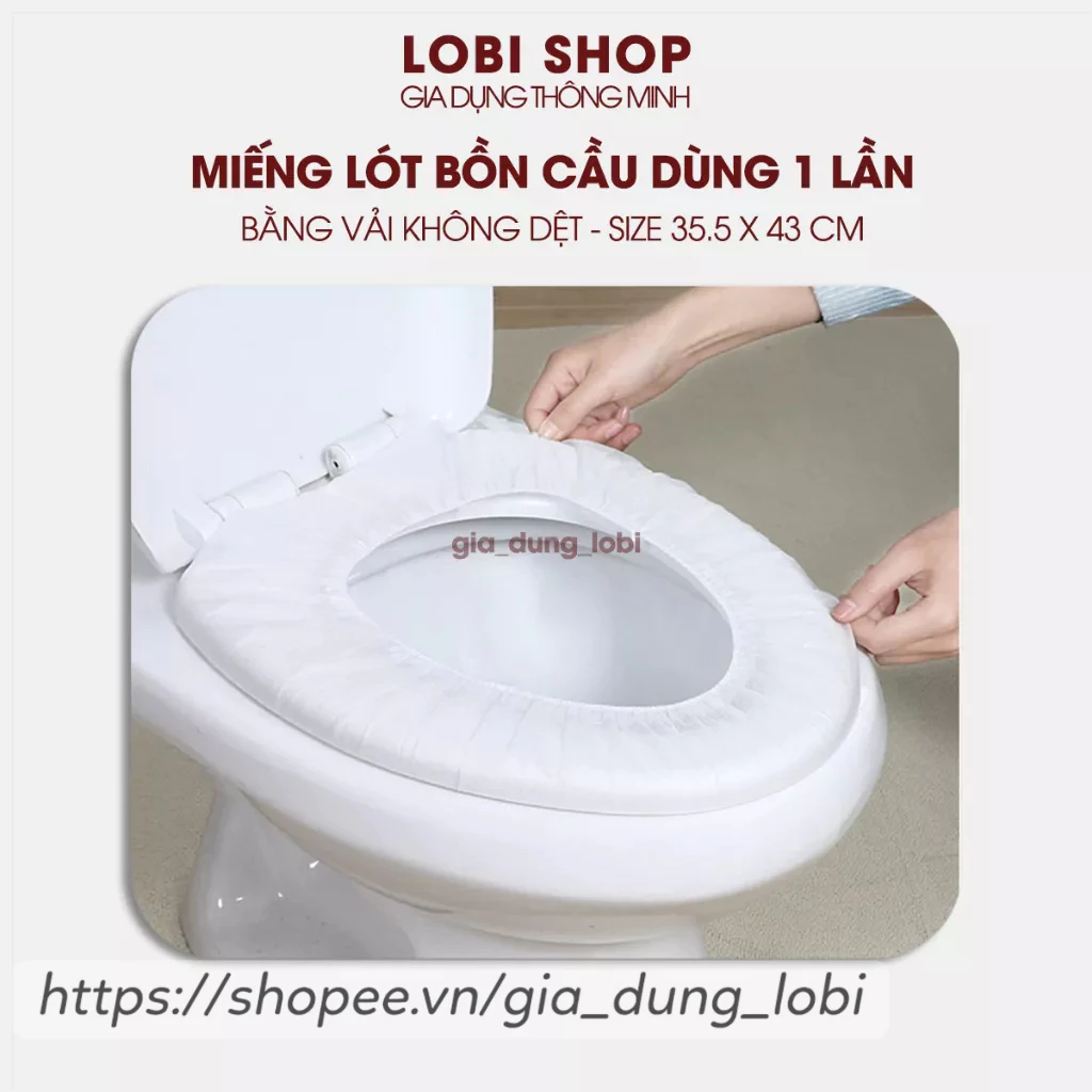 Bọc nắp bồn cầu dùng 1 lần chất liệu vải không dệt nhỏ gọn bỏ túi thông minh