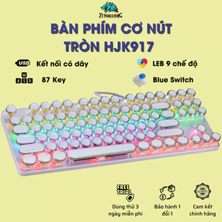 Bàn phím cơ nút tròn HJK917 - 87 Key Mechanical - Blue Switch - Chống nước - Có LED