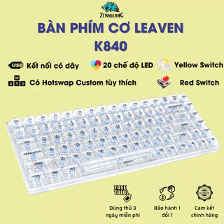 Bàn phím cơ Gaming TKL trong suốt K840 84 phím - 20 chế độ LED Rainbow - Hot-swap - Red/Yellow Switch