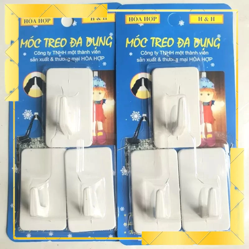 5 vỉ 15 móc dán tường chịu lực 3,5kg siêu dính Hòa Hợp(loại to)