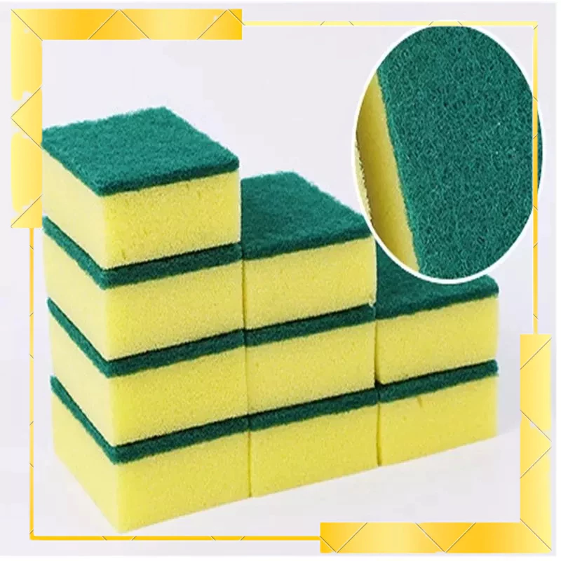 Bịch 12 Miếng cọ rửa chén bát xanh vàng tiện dụng - Miếng bọt biển cọ rửa xoong nồi