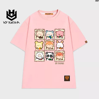 Áo thun form rộng HY KOREA Zoo Zoo 1417 cotton 75% tay lỡ unisex