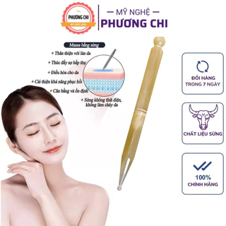 Cây Bút ấn huyệt gạch bạch huyết điện chuẩn massage, day ấn huyệt bằng sừng | Mỹ Nghệ Phương Chi