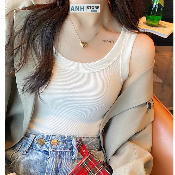 Áo sát nách , áo 3 lỗ GÂN TĂM nữ phom ôm không đệm ngực ANHSTORE, chất gân tăm lụa mềm mại, co giãn tốt Full size 4068kg
