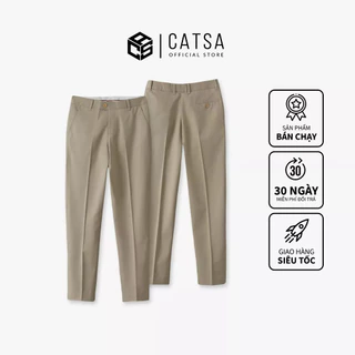 Quần tây nam màu beige CATSA chất khaki cotton dầy dặn thoáng mát QTD081