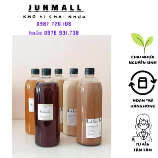 Combo 50 chai nhựa 1000ml 1 lít fi28 chai nhựa nguyên sinh kèm nắp