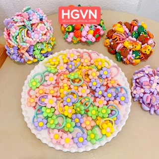 SET 50 Dây Chun Buộc Tóc Cute Dính Charm Mix Mẫu Cho Bé Gái 1 - 3 Tuổi Phong Cách Hàn Quốc Dễ Thương #B23