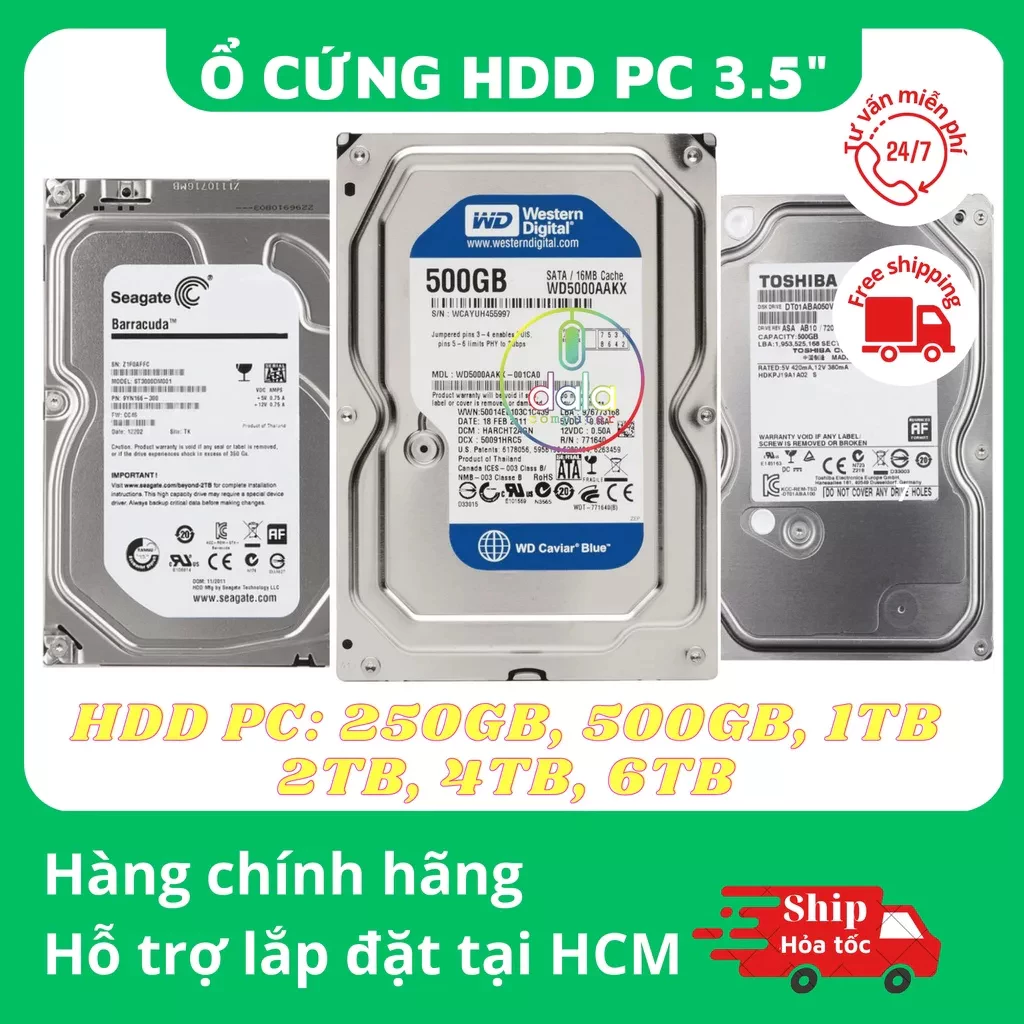 Ổ Cứng HDD 250GB 320GB 500GB 1TB Cho PC Máy Bàn (3.5") Và Laptop (2.5") SATA Tháo Máy Sức Khỏe 100%