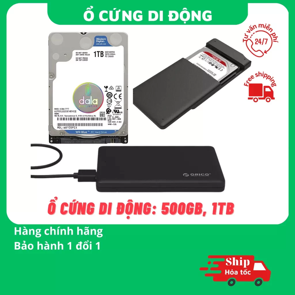 Ổ Cứng Di Động SSD HDD 256GB 500GB 1TB 2TB Rời Gắn Ngoài Cổng USB 3.0