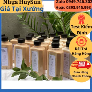 100 Chai Vuông Dẹp 330ml Đựng Trà Sữa Đã Kèm Nắp