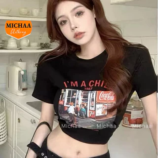 Áo Croptop Nữ IM CHILD Tay Ngắn Ôm Body, Áo Thun Croptop Kiểu Sexy Thun Borip MICHAA CR76