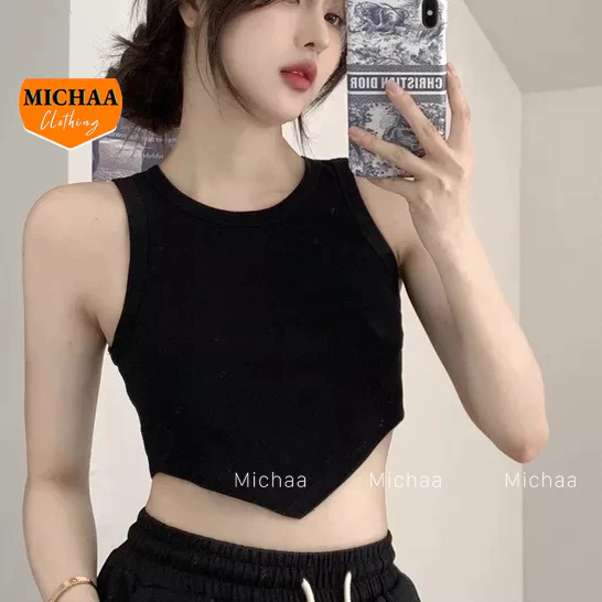 Áo Croptop BA LỖ NGƯỢC NHỌN Ôm Body Basic Trơn Nữ Thun Gân Ulzzang MICHAA CR9