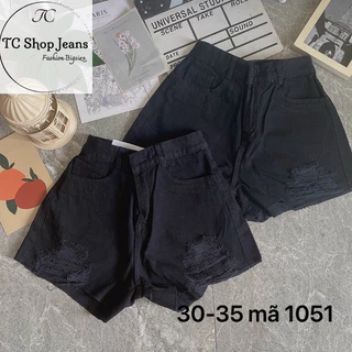 Bigsize(30-35)✈️Freeship✈️Quần Short Jeans Ngắn VNXK Nữ Đen Rách Size Lớn Ms 1051