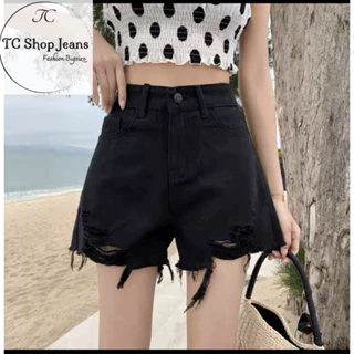 Quần Short Jeans Bigsize Nữ size Lớn Đen rách Ms 1051