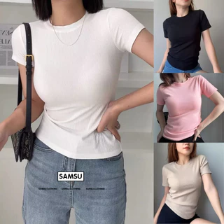 Áo Thun Nữ Baby Tee Tay Ngắn Cổ Tròn Ôm Body Dáng Dài Samsu.clothing_saigon