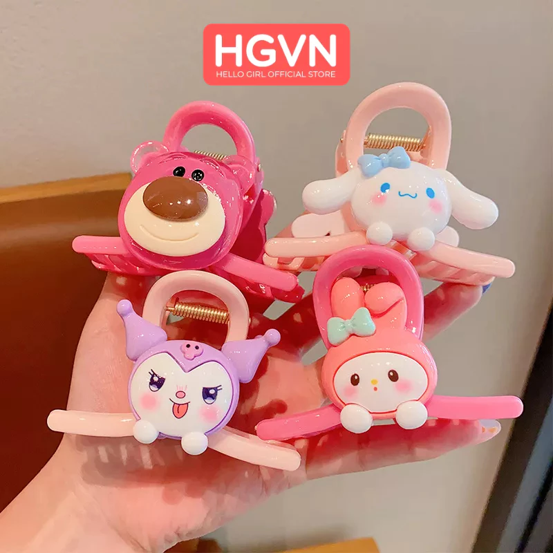 SET 4 Kẹp Tóc Đính Charm Kuromi Lotso Thỏ HGVN Nhiều Màu Pastel Baby Dễ Thương Cho Bé Gái #A06