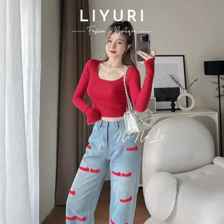 Áo Croptop Body Tay Dài Cổ U Chất Thun Lụa Lạnh