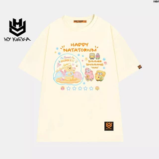 Áo thun tay lỡ HY KOREA Happy Natatorium 1464 form rộng unisex