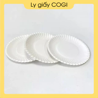 Dĩa giấy TRẮNG 13cm không có lớp PE |10 hoặc 60 cái|, thân thiện môi trường dùng 1 lần chính hãng COGI