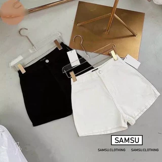 Quần đùi nữ, quần đùi kaki cạp cao không túi đen trắng phong cách năng động bare samsu.clothing_saigon