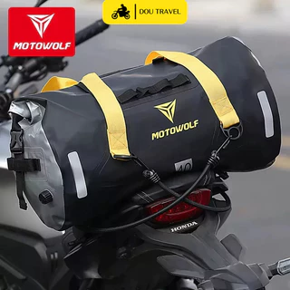 Túi trống MOTOWOLF chính hãng phản quang đa năng - Túi chống thấm nước đi phượt, đi du lịch màu đen vàng - Mã MDL0701