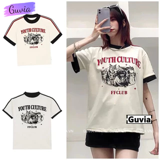 Áo Thun Nữ Baby Tee YOUTH CULTURE Borip Co Dãn Ôm Body Cổ Tròn Tay Ngắn Dáng Dài Họa Tiết CAT EW GUVIA ADD25