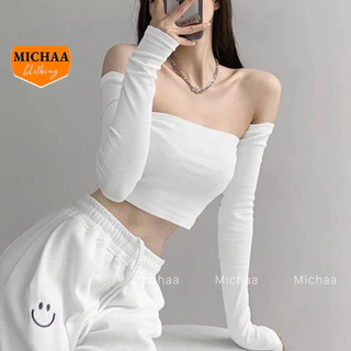 Áo Croptop ÁO ỐNG TAY DÀI HỞ VAI Ôm Body, Áo Thun Croptop Kiểu Sexy Chất Borip MICHAA CR177