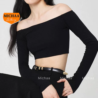 Áo Croptop Tay DÀI TRỄ VAI Ôm Body, Áo Thun Croptop Kiểu Sexy Chất Thun Gân MICHAA CR176